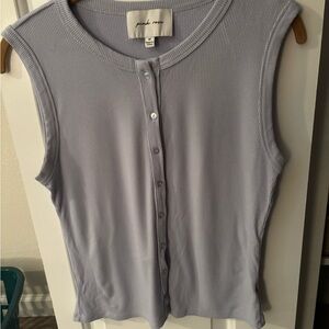 Pink Rose Women's Button Down Sleeveless Top - Light Blue